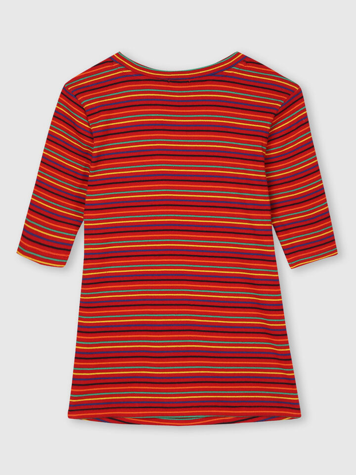 Rib Stripe Top with Shoulder Butin image number 8